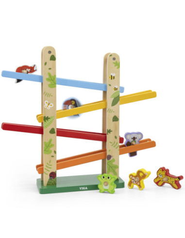 VIGA Drewniana Zjeżdżalnia dla zwierzątek Dżungla