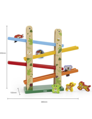 VIGA Drewniana Zjeżdżalnia dla zwierzątek Dżungla