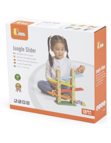 VIGA Drewniana Zjeżdżalnia dla zwierzątek Dżungla