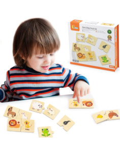 VIGA Drewniane Puzzle Układanka Zwierzątka Małe i Duże