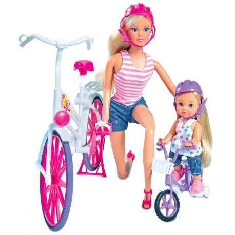 Lalka Steffi i Evi Love na rowerze Simba