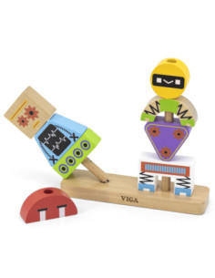 VIGA Układanka Piramidka Roboty + Wzory 8 el.