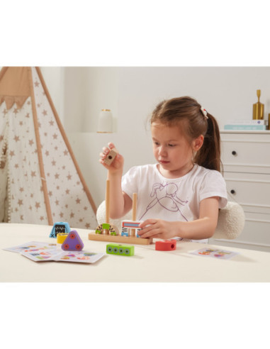 VIGA Układanka Piramidka Roboty + Wzory 8 el.