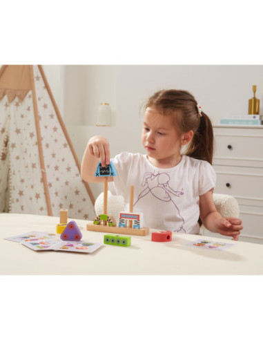 VIGA Układanka Piramidka Roboty + Wzory 8 el.