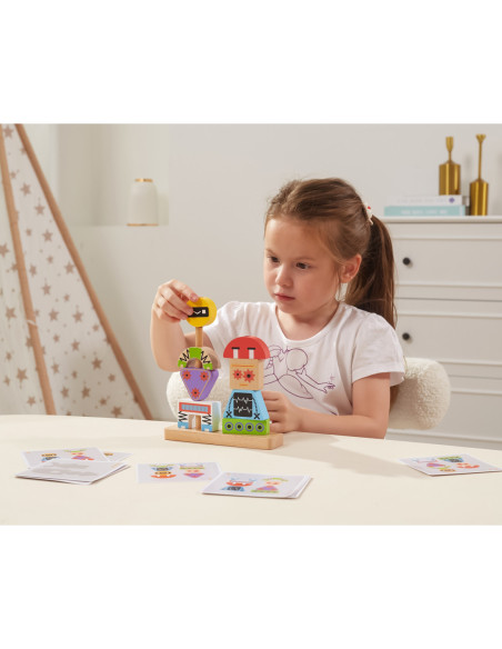 VIGA Układanka Piramidka Roboty + Wzory 8 el.