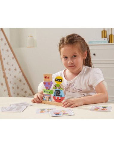 VIGA Układanka Piramidka Roboty + Wzory 8 el.