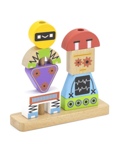 VIGA Układanka Piramidka Roboty + Wzory 8 el.