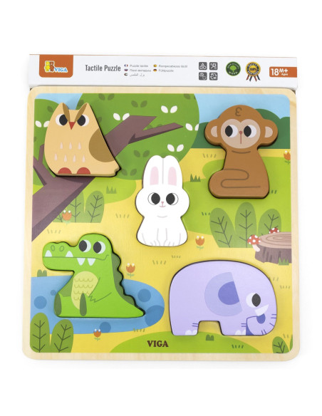 VIGA Drewniana Układanka Puzzle Zwierzątka Las do Dopasowania