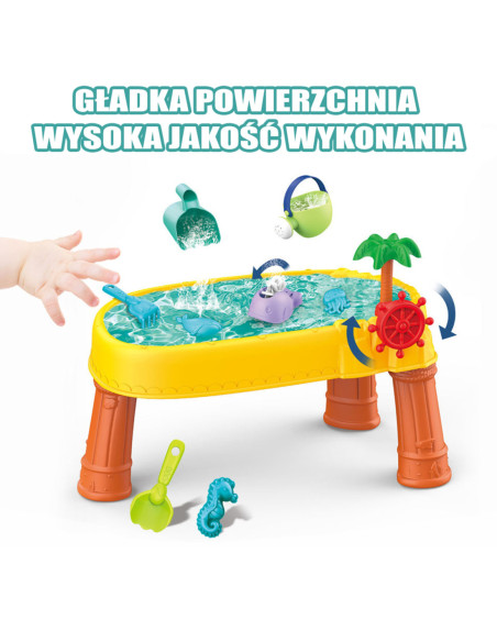 WOOPIE Stolik Wodny 2w1 Piaskownica Statek Piracki 8 akc.
