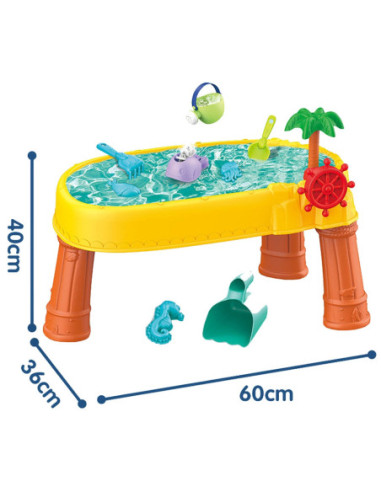 WOOPIE Stolik Wodny 2w1 Piaskownica Statek Piracki 8 akc.