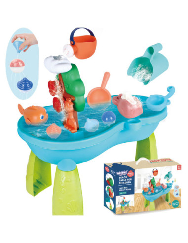 WOOPIE Stolik Wodny 2w1 Piaskownica Wodospad 10 akc.