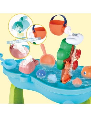 WOOPIE Stolik Wodny 2w1 Piaskownica Wodospad 10 akc.