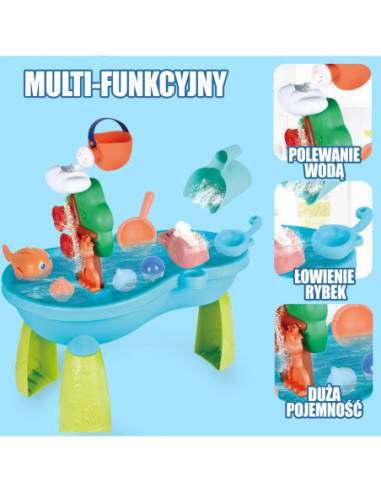 WOOPIE Stolik Wodny 2w1 Piaskownica Wodospad 10 akc.