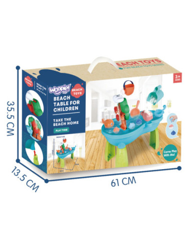 WOOPIE Stolik Wodny 2w1 Piaskownica Wodospad 10 akc.