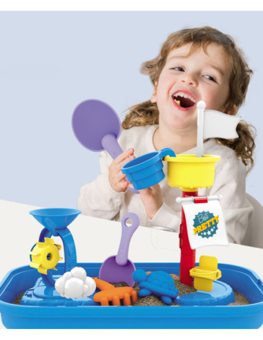 WOOPIE Stolik Wodny 2w1 Piaskownica Statek Piracki 6 akc.