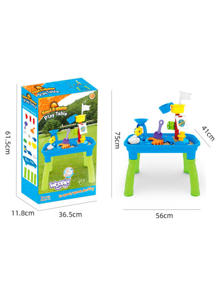 WOOPIE Stolik Wodny 2w1 Piaskownica Statek Piracki 6 akc.