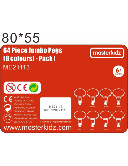 MASTERKIDZ Kolorowe Kołeczki Jumbo do Tablicy STEM 64 Szt. - 8 Kolorów