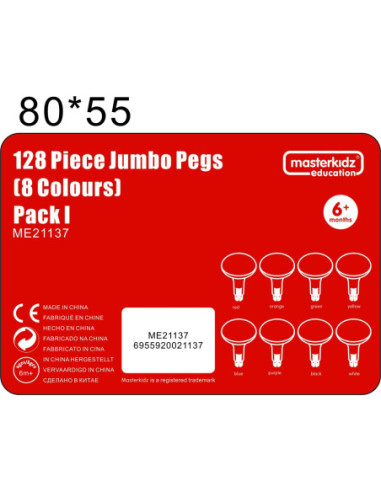 MASTERKIDZ Kolorowe Kołeczki Jumbo do Tablicy STEM 128 Szt. - 8 Kolorów