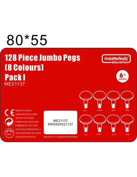 MASTERKIDZ Kolorowe Kołeczki Jumbo do Tablicy STEM 128 Szt. - 8 Kolorów