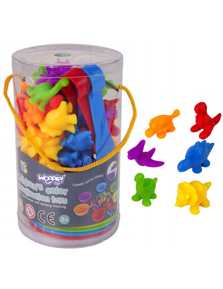 WOOPIE Gra Edukacyjna Sorter Kolorów Dinozaury 56 el.