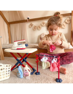 WOOPIE Zestaw XXL Deska do Prasowania z Żelazkiem Wieszakiem Koszem na Prani i Ubraniami 14 el. 2