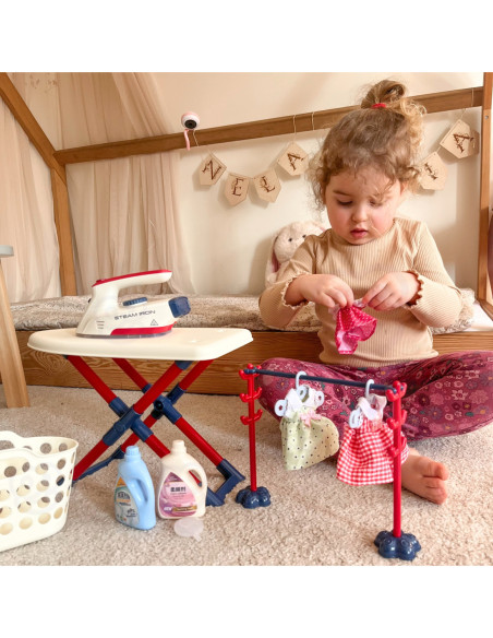 WOOPIE Zestaw XXL Deska do Prasowania z Żelazkiem Wieszakiem Koszem na Prani i Ubraniami 14 el.