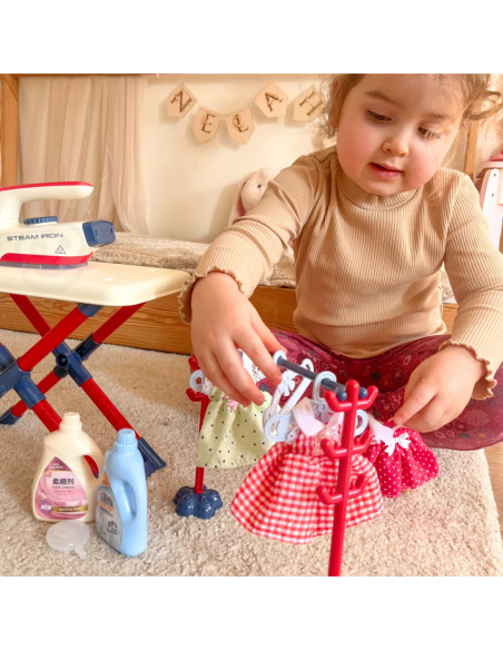 WOOPIE Zestaw XXL Deska do Prasowania z Żelazkiem Wieszakiem Koszem na Prani i Ubraniami 14 el.