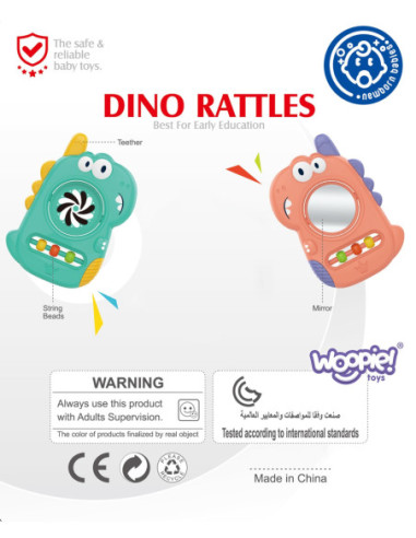 WOOPIE BABY Zabawka Sensoryczna Gryzak Lusterko Dino