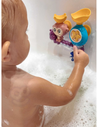 WOOPIE Małpka Zabawka Wodna do Kąpieli Gąsienica Gwiazdka Kołowrotek Przelewowa + Kubeczek