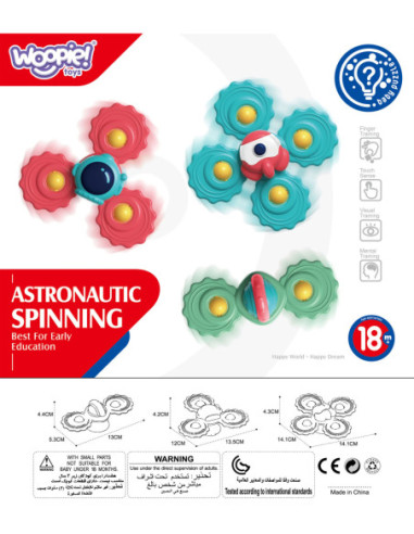 WOOPIE Gryzak Spinner Wirujący z Przyssawką Zestaw 3 szt
