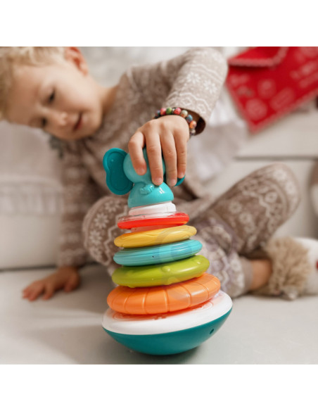 WOOPIE Piramida Wieża Interaktywna Słonik z Obręczami Grzechotka