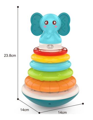 WOOPIE Piramida Wieża Interaktywna Słonik z Obręczami Grzechotka