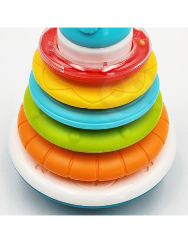 WOOPIE Piramida Wieża Interaktywna Słonik z Obręczami Grzechotka