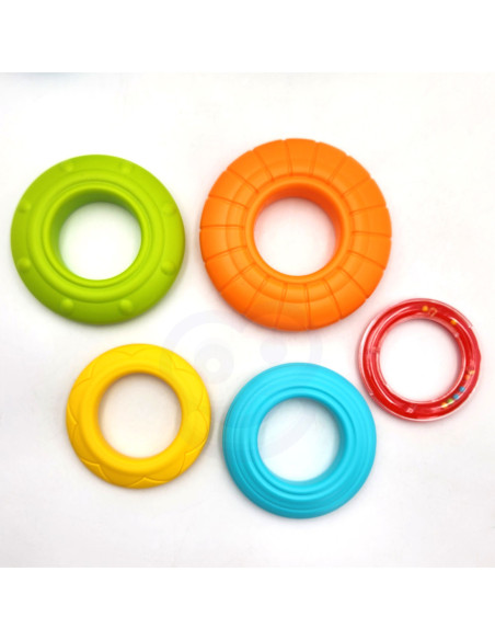 WOOPIE Piramida Wieża Interaktywna Słonik z Obręczami Grzechotka