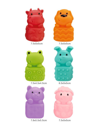 WOOPIE Zwierzątka Sensoryczne Miękkie Zestaw 6 szt