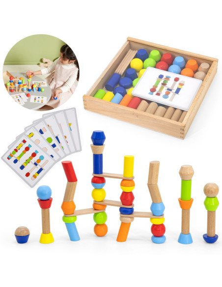 VIGA Drewniane Klocki Układanka