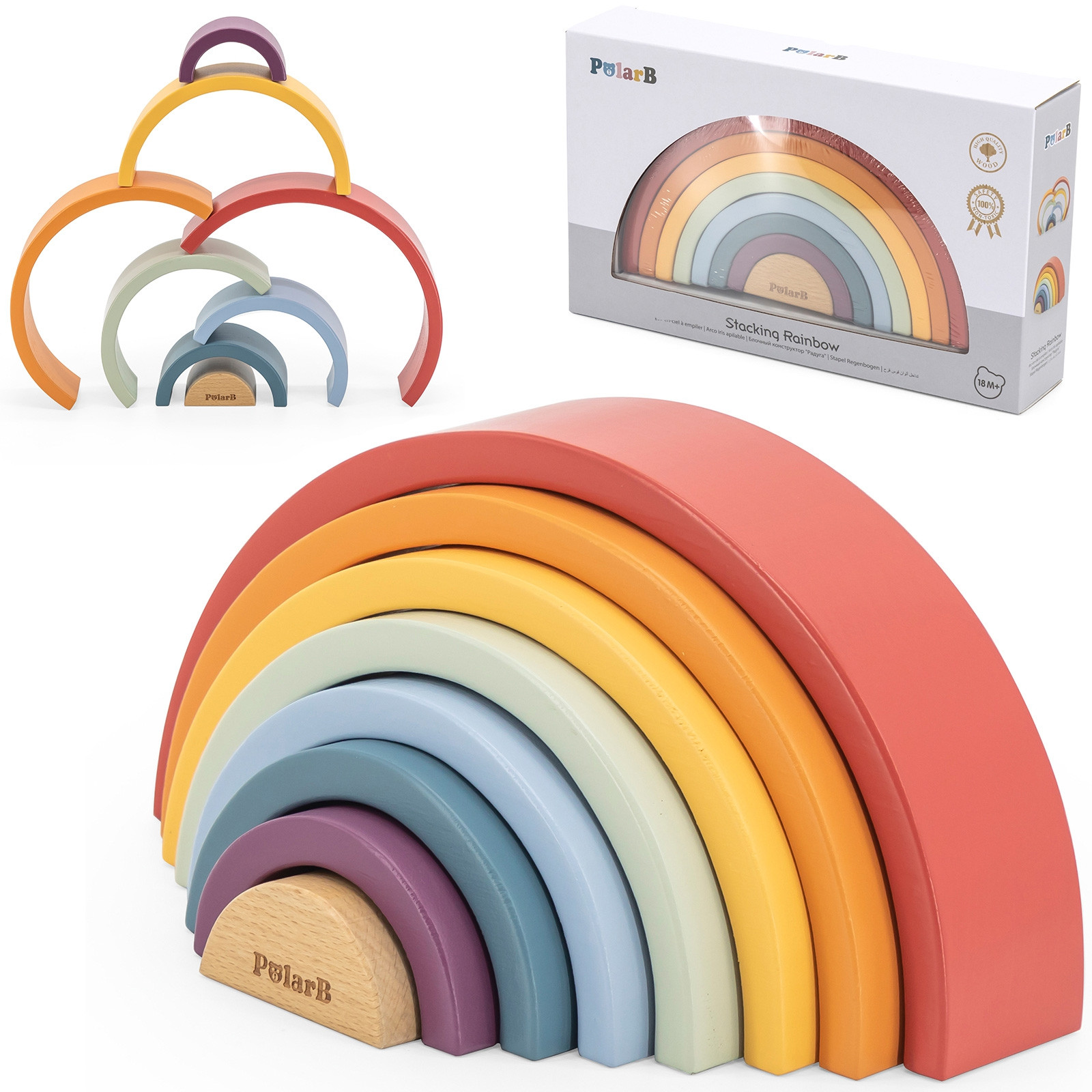 VIGA PolarB Trä Regnbågspussel Montessori