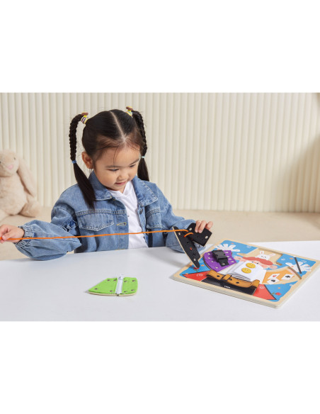 VIGA Drewniana Tablica Manipulacyjna Klamry Zamki Magik Monstessori