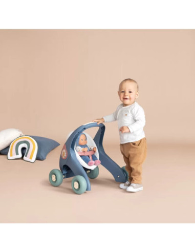 Smoby Little Chodzik Pchacz 3w1 Wózek dla Dzieci + Lalka Bobas