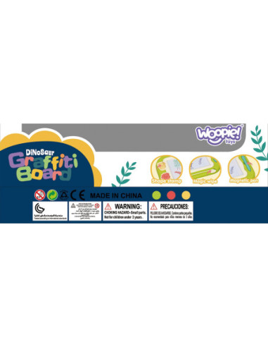 WOOPIE Znikopis Tablica Magnetyczna Kolorowa + 2 Stempelki Dinozaur
