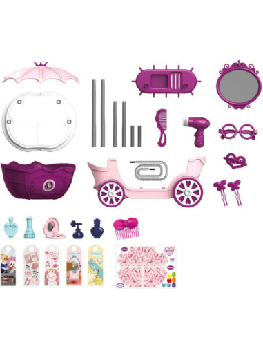 WOOPIE Salon Piękności Urody Toaletka na Kółkach Wózek Wlizka 31 akc. 4w1