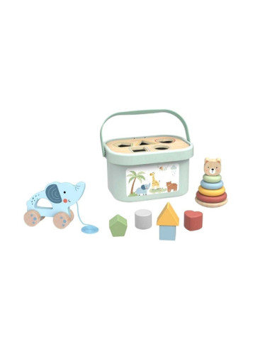 TOOKY TOY Pudełko Sorter Box 3w1 Klocki Piramidka Słonik