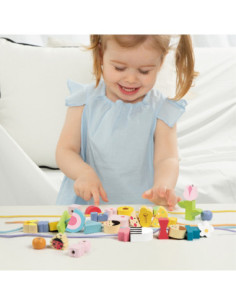 CLASSIC WORLD Drewniane Klocki do Nawlekania Ubieranie Dzieci 73 el. 2