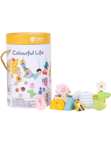 CLASSIC WORLD Drewniane Klocki do Nawlekania Ubieranie Dzieci 73 el.