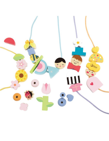 CLASSIC WORLD Drewniane Klocki do Nawlekania Ubieranie Dzieci 73 el.