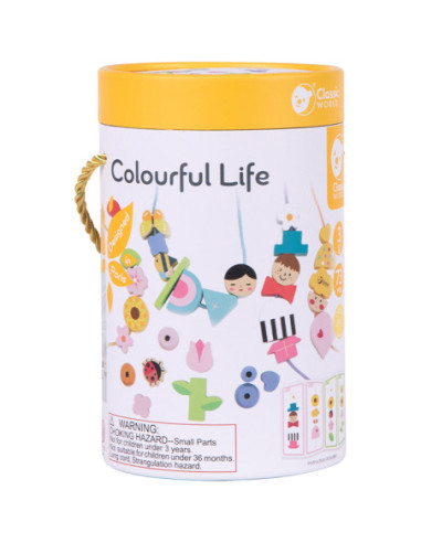 CLASSIC WORLD Drewniane Klocki do Nawlekania Ubieranie Dzieci 73 el.