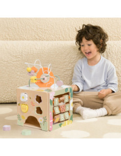 CLASSIC WORLD Drewniana Kostka Edukacyjna Sensoryczna 5w1 2