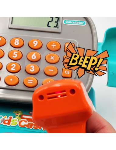 WOOPIE Kasa Sklepowa z Półką DINO Niebieski