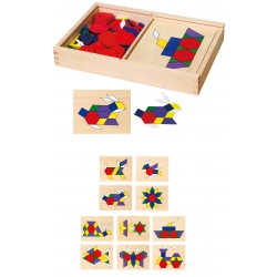 Drewniana Mozaika Geometryczna Viga Toys Układanka Logiczna Klocki 148 el Montessori