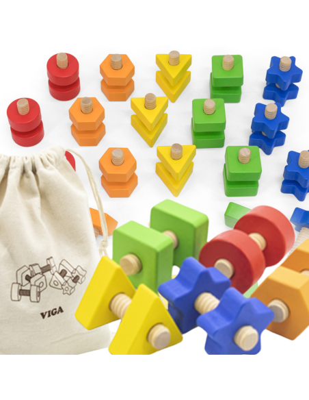 VIGA Nakrętki i Śrubki Dopasuj i Zakręcaj Zabawka Zręcznościowa